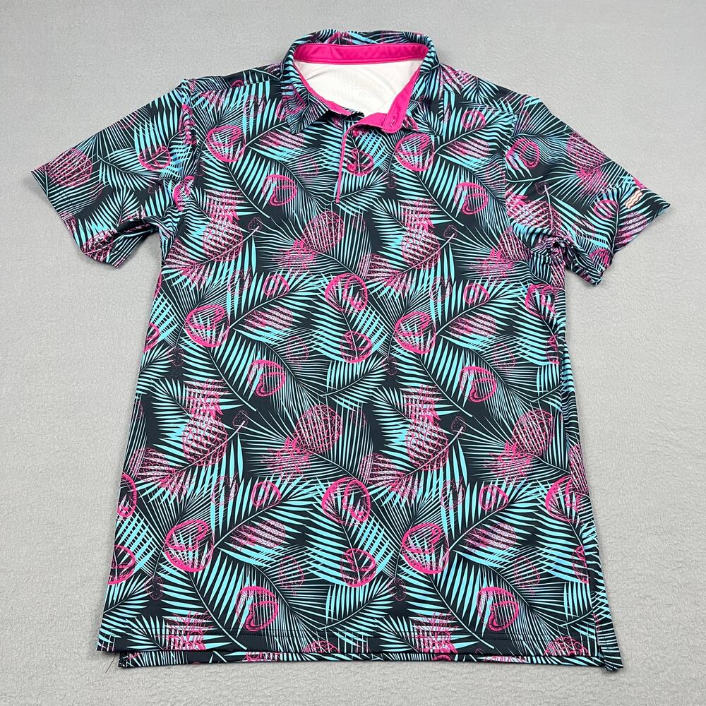 Breakfast Balls Miami Vice All-Day Polo Golf Shirt RSVLTS Pink Teal Men's M